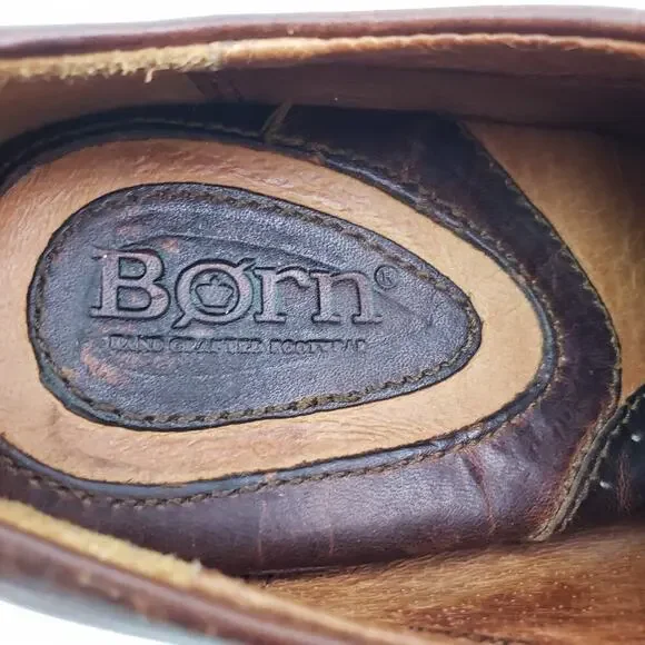 Born Deena Womens Size 8.5 Brown Leather Slip On 3" Heel Formal Booties Shoes - Picture 11 of 13